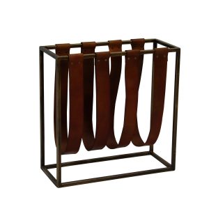Magazine Rack, Leather/ Metal