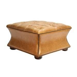 Ottoman Cleo, Tufted Leather