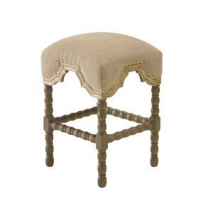 Counter Stool San Marco, French with silver, Euro burlap