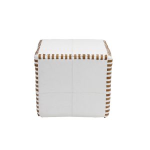 Leather Cube Stitched, White