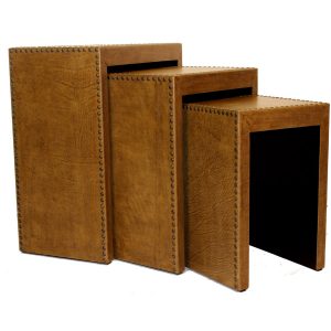 Leather Nesting Tables, Set Of 3